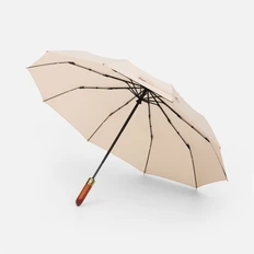 Зонт складной автоматический Cloudburst, бежевый фото