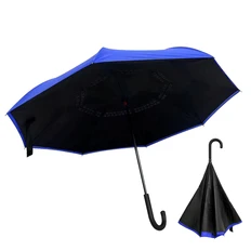 Зонт-трость наоборот Shifter, черный / синий фото