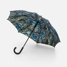 Зонт-трость Undercolor с полной запечаткой на заказ, с голубыми спицами фото