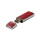Флешка металлическая с кожаными вставками 32 Гб Брусок, красная/ металлик фото