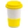 Кружка керамическая с силиконовой манжетой и крышкой Magic To Go, белая / желтая фото