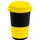 Оптом Кружка керамическая с силиконовой манжетой и крышкой Magic To Go, черная / желтая для нанесения логотипа или надписи Кружка керамическая с силиконовой манжетой и крышкой Magic To Go, черная / желтая фото