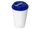 Стакан с двойными стенками пластиковый Take away, белый / темно-синий фото