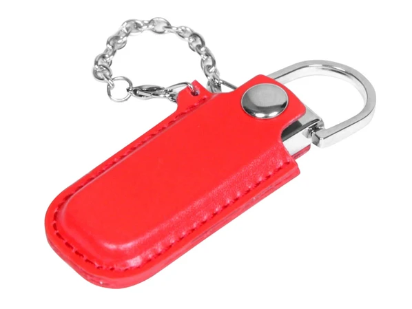 USB-флешка на 16 Гб в массивном корпусе с кожаным чехлом, серый, красный - фото № 1 USB-флешка на 16 Гб в массивном корпусе с кожаным чехлом, серый, красный - фото № 1