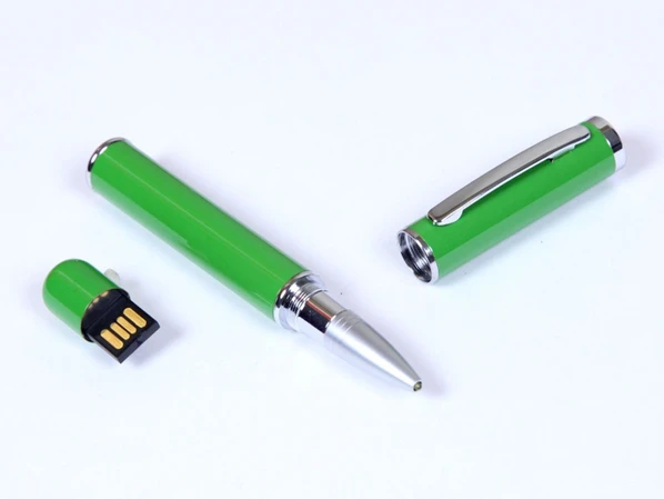 Флешка USB 2.0 на 32 Гб в виде ручки с мини чипом, зеленая/ металлик - фото № 1 Флешка USB 2.0 на 32 Гб в виде ручки с мини чипом, зеленая/ металлик - фото № 1