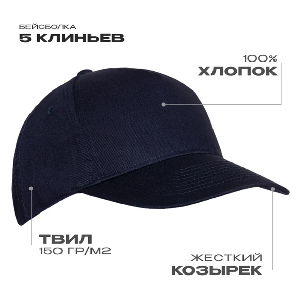 Бейсболка хлопковая Stan 10L, 5 клиньев, 150 гр/м2, темно-синяя - фото № 1 Бейсболка хлопковая Stan 10L, 5 клиньев, 150 гр/м2, темно-синяя - фото № 1
