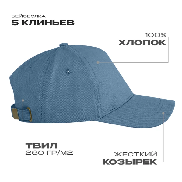 Бейсболка хлопковая Stan 12, 5 клиньев, 260 гр/м2, светло-синяя - фото № 1 Бейсболка хлопковая Stan 12, 5 клиньев, 260 гр/м2, светло-синяя - фото № 1