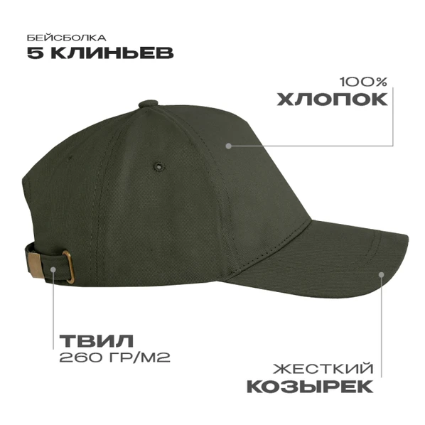 Бейсболка Stan, 5 клиньев, 260 гр/м2, хаки - фото № 1 Бейсболка Stan, 5 клиньев, 260 гр/м2, хаки - фото № 1