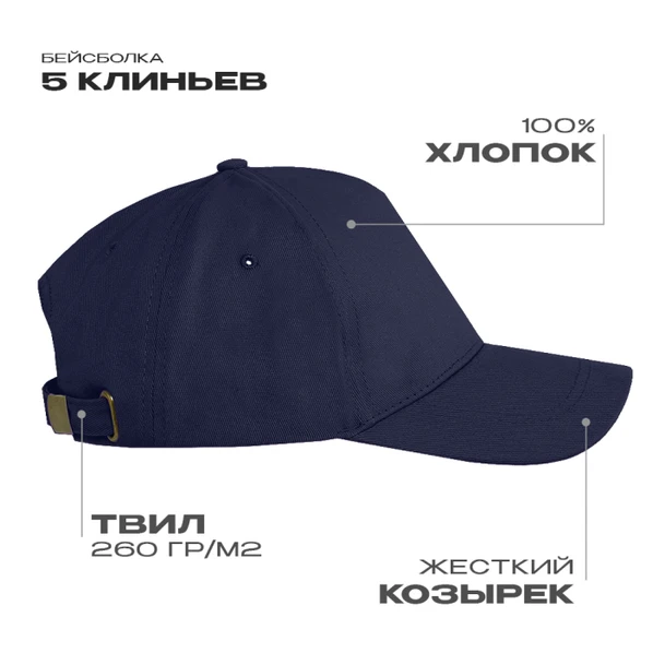 Бейсболка Stan, 5 клиньев, 260 гр/м2, темно-синяя - фото № 1 Бейсболка Stan, 5 клиньев, 260 гр/м2, темно-синяя - фото № 1