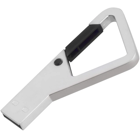 Флешка-карабин металлическая на 32 Гб Zevs USB 2.0, серебристая / черная - фото № 1 Флешка-карабин металлическая на 32 Гб Zevs USB 2.0, серебристая / черная - фото № 1