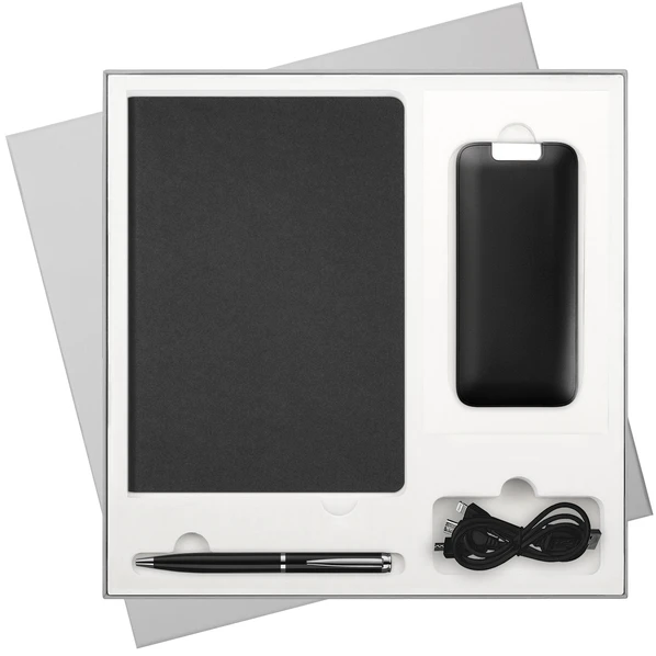 Набор подарочный Portobello Moon River: внешний аккумулятор 10000 mAh, недатированный ежедневник, шариковая ручка, черный / серый - фото № 1 Набор подарочный Portobello Moon River: внешний аккумулятор 10000 mAh, недатированный ежедневник, шариковая ручка, черный / серый - фото № 1