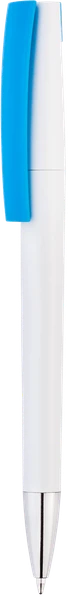 Ручка шариковая пластиковая Zeta, белая / голубая - фото № 1 Ручка шариковая пластиковая Zeta, белая / голубая - фото № 1