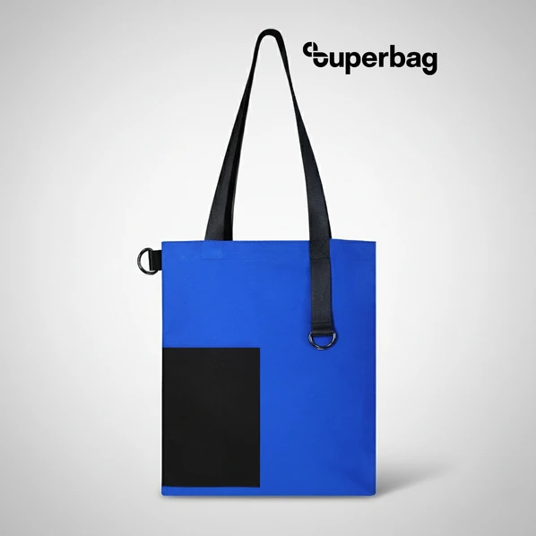 Шопер Superbag Color, синий / черный - фото № 1 Шопер Superbag Color, синий / черный - фото № 1
