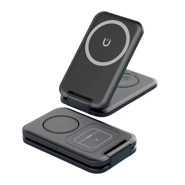 Станция складная зарядная «Slap», беспроводная, с MagSafe, черная - фото № 1 Станция складная зарядная «Slap», беспроводная, с MagSafe, черная - фото № 1