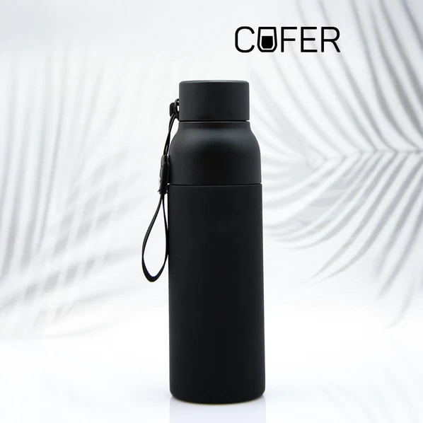 Термобутылка Cofer Button Black, черная - фото № 1 Термобутылка Cofer Button Black, черная - фото № 1