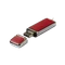 Флешка Брусок, металлическая с кожаными вставками, красная, 4Гб фото