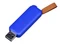 Флешка USB 3.0 на 32 Гб Промо, выдвижной механизм, синяя/ коричневая фото