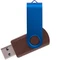 Флешка деревянная на 16 Гб Twist Wood Color USB 2.0, темно-коричневая / синяя фото