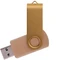 Флешка деревянная на 16 Гб Twist Wood Color USB 3.0, светло-бежевая / золотистая фото