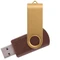 Флешка деревянная на 32 Гб Twist Wood Color USB 2.0, темно-коричневая / золотистая фото