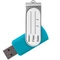 Флешка пластиковая с металлической скобой на 4 Гб Twist Sticker, soft touch, бирюзовая фото