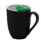 Кружка керамическая с крышкой Velvet Duo, 350 мл, soft touch, черная / зеленая фото