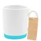 Кружка керамическая Make Me To Go с биркой, 320 мл, белая / голубая фото