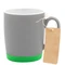 Кружка керамическая Make Me To Go с биркой, 320 мл, серая / зеленая фото