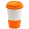 Кружка керамическая с силиконовой манжетой и крышкой Magic To Go, белая / оранжевая фото