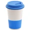 Кружка керамическая с силиконовой манжетой и крышкой Magic To Go, белая / светло-синяя фото