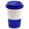 Кружка керамическая с силиконовой манжетой и крышкой Magic To Go, белая / темно-синяя фото