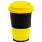 Кружка керамическая с силиконовой манжетой и крышкой Magic To Go, черная / желтая фото