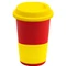 Кружка керамическая с силиконовой манжетой и крышкой Magic To Go, красная / желтая фото