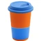 Кружка керамическая с силиконовой манжетой и крышкой Magic To Go, оранжевая / светло-синяя фото