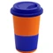 Кружка керамическая с силиконовой манжетой и крышкой Magic To Go, оранжевая / темно-синяя фото