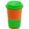 Кружка керамическая с силиконовой манжетой и крышкой Magic To Go, оранжевая / зеленая фото