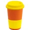 Кружка керамическая с силиконовой манжетой и крышкой Magic To Go, оранжевая / желтая фото