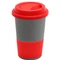 Кружка керамическая с силиконовой манжетой и крышкой Magic To Go, серая / красная фото