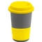 Кружка керамическая с силиконовой манжетой и крышкой Magic To Go, серая / желтая фото