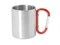 Кружка с ручкой карабином Guaya, серебристая / красная фото