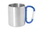 Кружка с ручкой карабином Guaya, серебристая / синяя фото