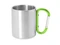 Кружка с ручкой карабином Guaya, серебристая / зеленая фото