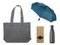 Набор подарочный: зонт, термобутылка, шопер, синий / черный фото