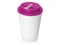 Стакан с двойными стенками пластиковый Take away, белый / розовый фото