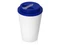 Стакан с двойными стенками пластиковый Take away, белый / темно-синий фото