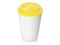 Стакан с двойными стенками пластиковый Take away, белый / желтый фото