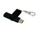 USB-флешка на 16 Гб с поворотным механизмом и дополнительным разъемом Micro USB, черный/черный - фото № 3