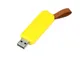 Флешка USB 2.0 на 64 Гб Промо, выдвижной механизм, желтая/ коричневая - фото № 1