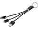 Кабель брелок 3 в 1: micro USB / Lightning / Type C, Metal, черный - фото № 1