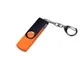 Флешка USB 2.0/micro USB/Type-C на 32 Гб c поворотным механизмом, оранжевая/ металлик - фото № 1